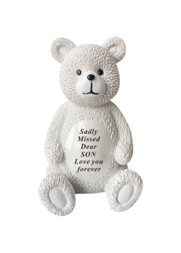 Grave Ornament SON White Teddy Bear