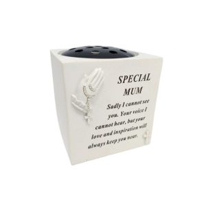 Grave Ornament Rose Bowl with Praying Hands MUM