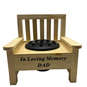 Grave Ornament Dad Wooden Bench w Flower Insert