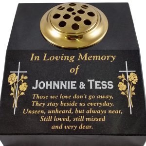 Grave Ornament Granite Hex Vase 9109