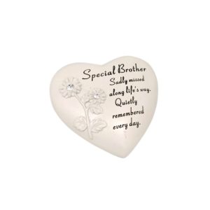 Grave Ornament BROTHER Sunflower Diamante Heart
