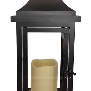 Grave Ornament Black Lantern W LED Candle 6116