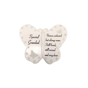 Grave Ornament GRANDAD Diamante Butterfly Book