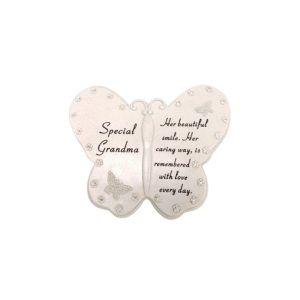 Grave Ornament GRANDMA Diamante Butterfly Book