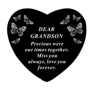 Grave Ornament SON Butterfly Heart Black