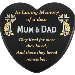 large heart shaped granite plaque
