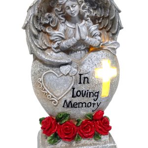 Grave Ornament Praying Angel Heart Solar 6171
