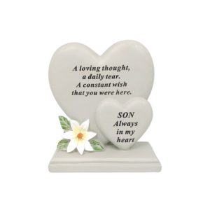 Grave Ornament SON Lily Double Heart