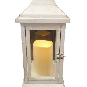 Grave Ornament White Lantern W Candle