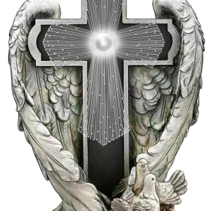 Grave Ornament Winged Memorial Solar Cross 6207