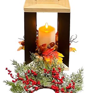 Wood & Metal Angeled Lantern 3033