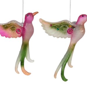 Bird Glass Ornament W Spangles on Wings 125084