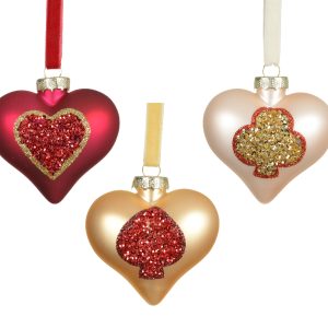 Heart Glass Matt W Spangles in Middle 71012