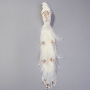 Long Tail Bird White with Jewel and Clip 50331