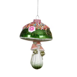 Mushroom Glass Glitter W Spangles & Beads 125085