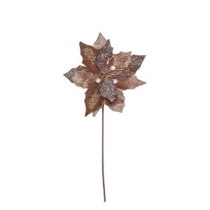 Brown/Glitter Poinsettia Flower