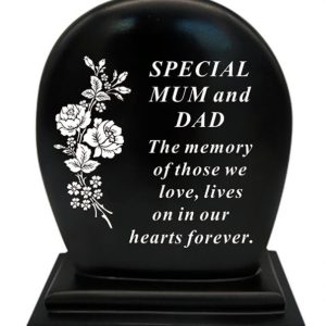 Mum & Dad Black Plaque With White Floral Detail