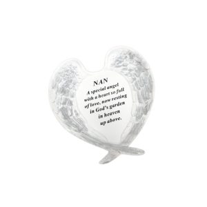 Nan White And Silver Angel Wings Plaque