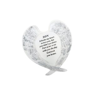 Son White And Silver Angel Wings Plaque