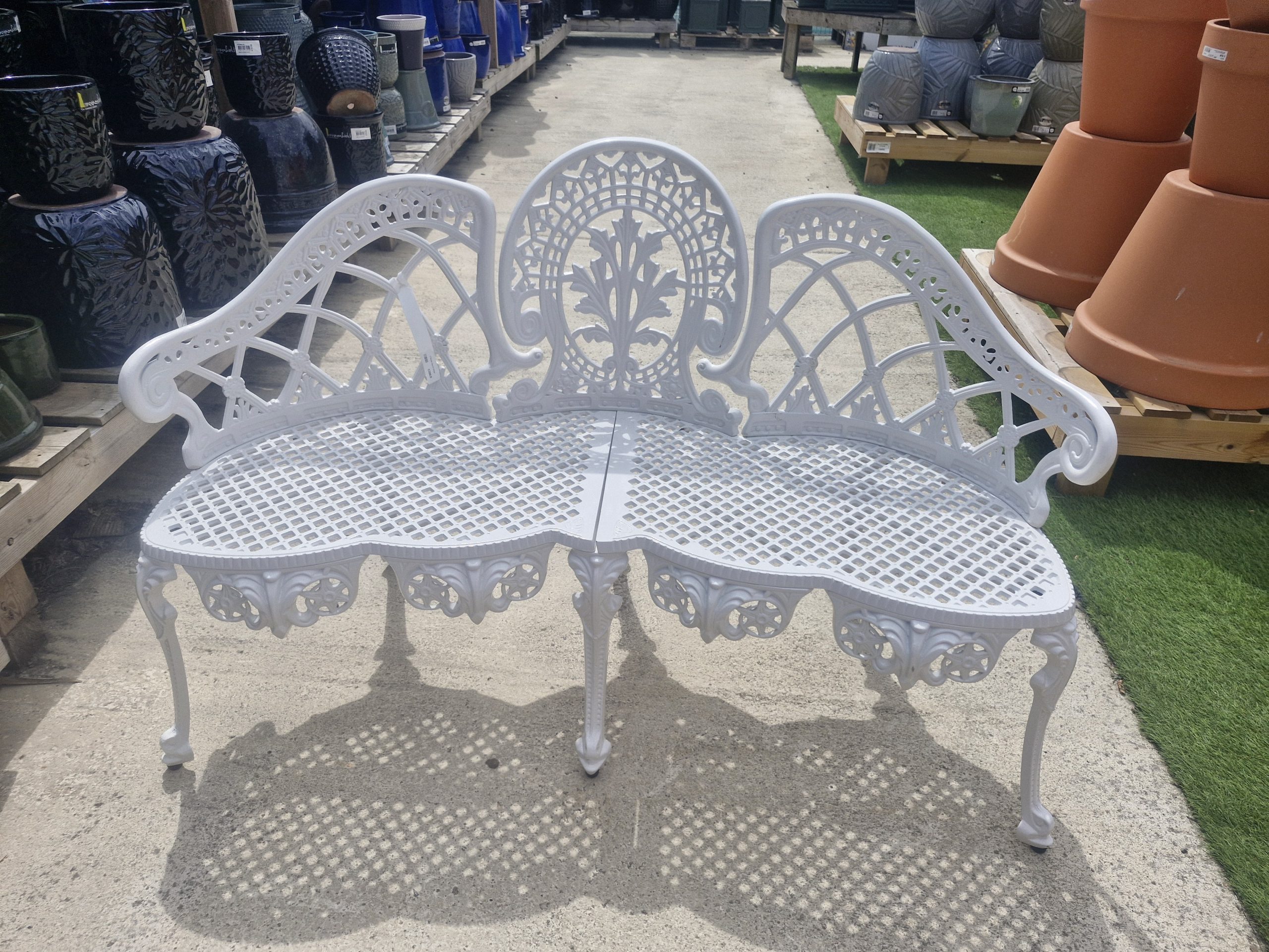 3 Seater White Bench
