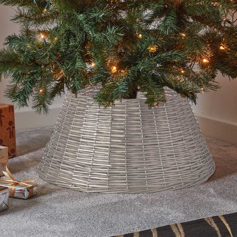 60cm Collapsible Faux Willow Tree Skirt - Ash