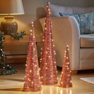 RedGold Braid TreeBelisks - Set of 3