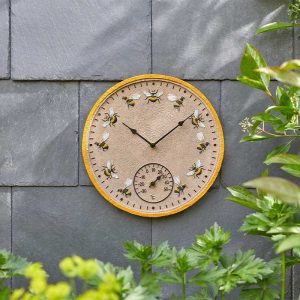 12in Beez Wall Clock and Thermometer