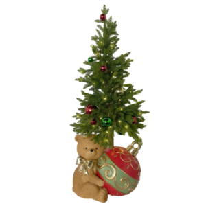 Ceramic Teddy Bear Pot, Pine Tree,B.o. LED Light