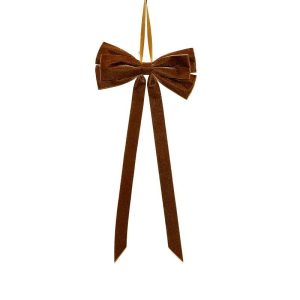 Gold Glitter Mocha Velvet Bow 45795