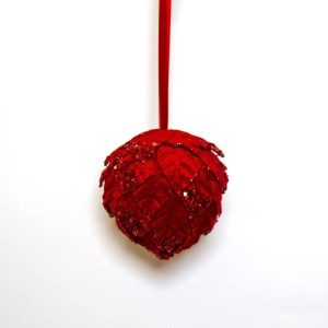 Red Gltr Red Vevlet Bauble 10H cm 45829