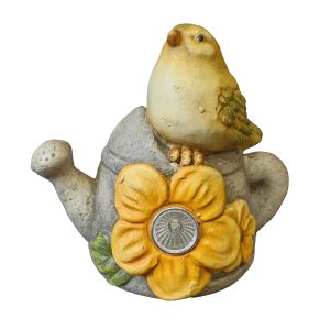 Ceramic Bird on Watering Can Solar