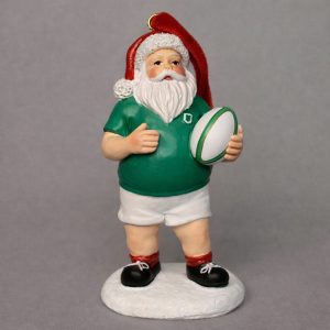 Santa in Green Jersey and Rugby Ball Tree Trim 80209