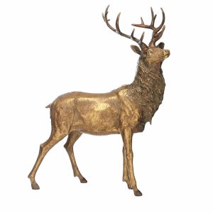 ANTIQUE GOLD STANDING STAG 55CM 25259