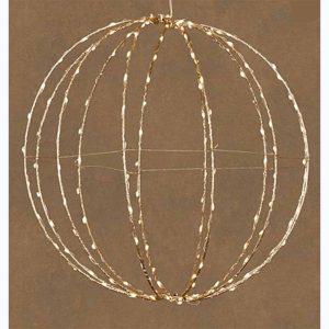 CHAMPAGNE WIRE BALL HANGER WITH LIGHTS 38CM 24892