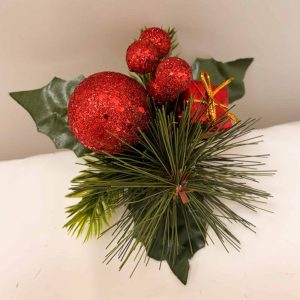 FESTIVE RED BAUBLE PICK 12.5CM 24669