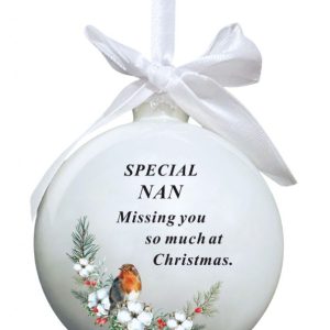Glass Bauble W Robin & Bow Tie Hanger NAN