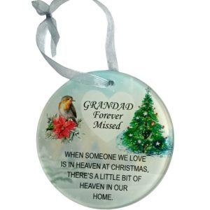 Grave Ornament Christmas Robin Tree Hanger Grandad