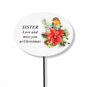 Grave Ornament Poinsettia Stick Sister