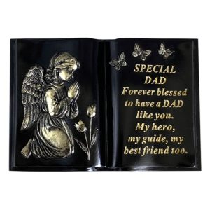 Grave Ornament Praying Cherub Black Book DAD