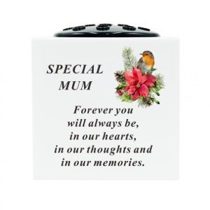 Grave Ornament Rose Bowl W Robin MUM