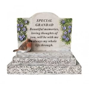 Grave Ornament Robin And Lilac Floral Design GRANDAD