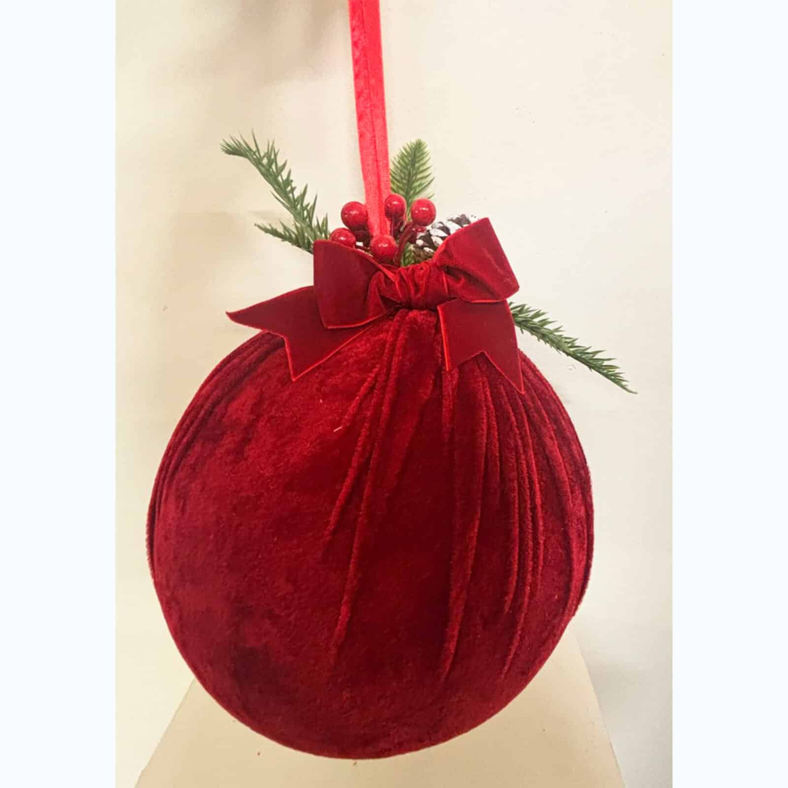 VELVET DRESSED BAUBLE HANGER 30CM 24825