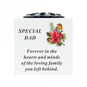 Grave Ornament Rose Bowl W Robin DAD